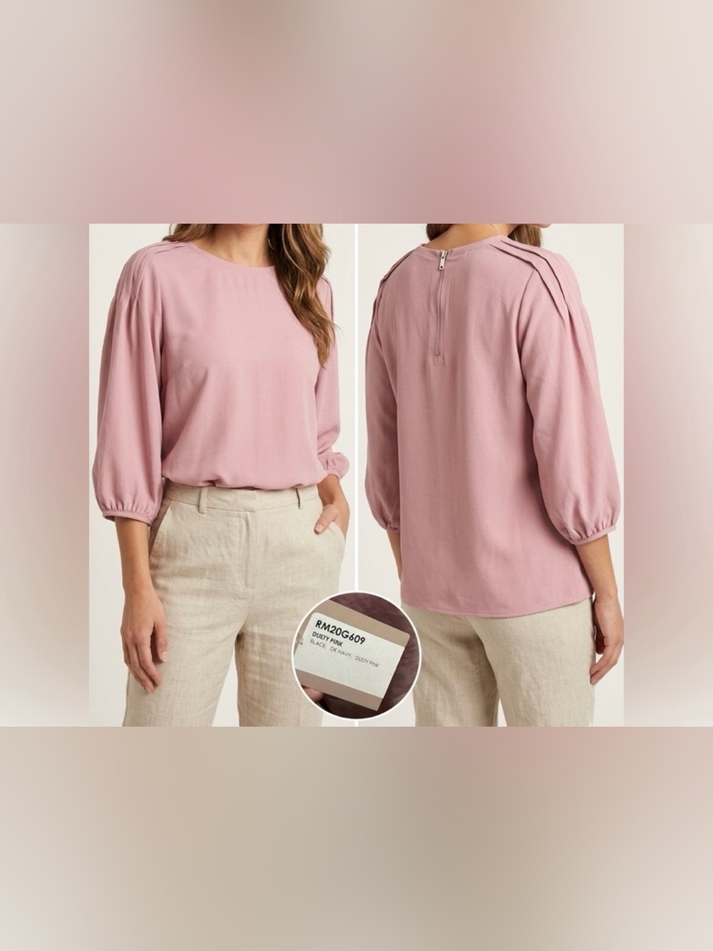 Remixmess Pleated Shoulder Blouse - NWT - Dusty Pink - Small